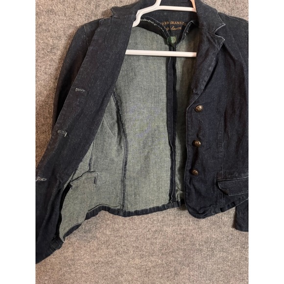 Lauren Jeans Co Ralph Lauren Womens Denim Blazer Jacket Dark Wash Button Size M - Picture 6 of 13
